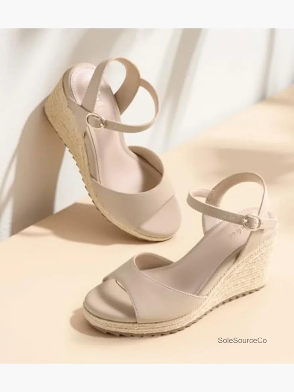 Women Espadrilles Wedge Sandals Peep Toe Ankle Strap Platform Heels Summer
